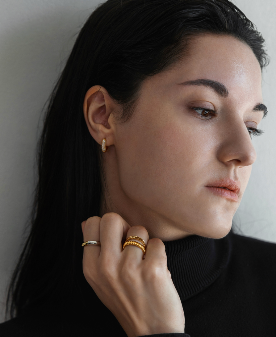Half pave earrings