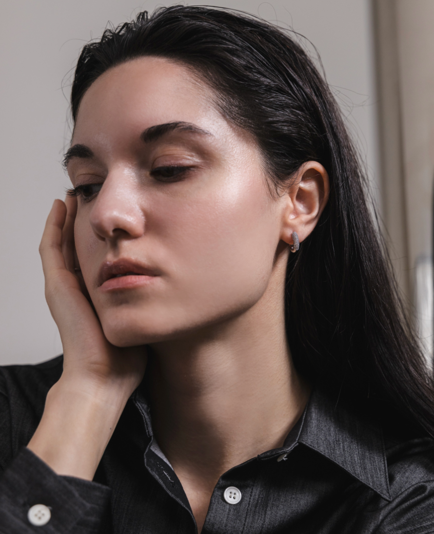 Half pave earrings