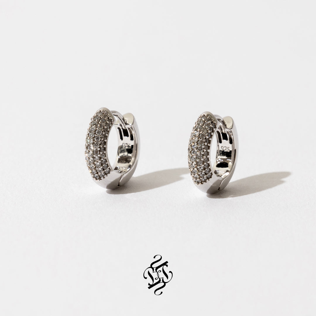 Half pave earrings